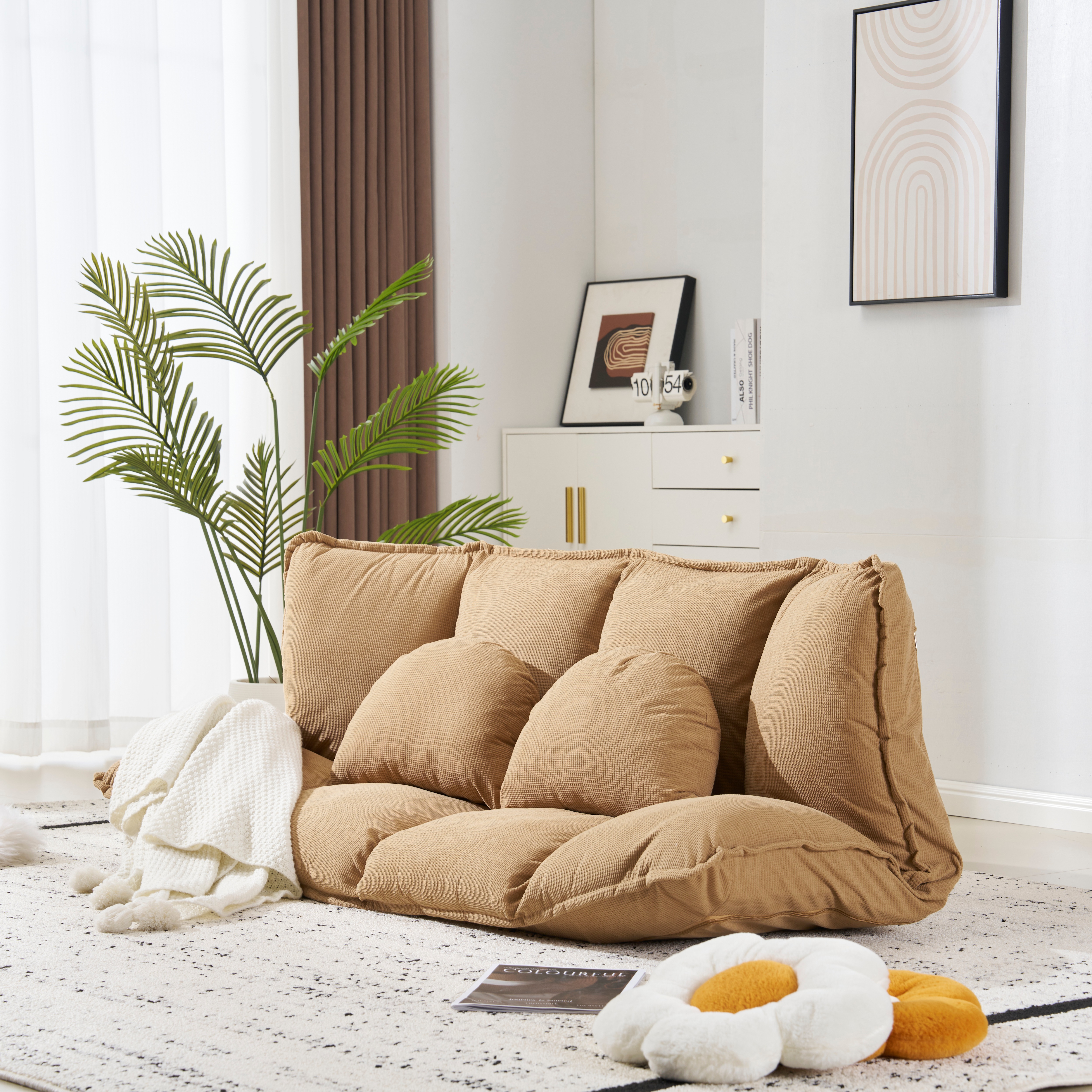 362ソファ ソファベッド フロアソファ コンパクト ローソファ こたつ用 ソファー 2人掛け 1人暮らしマルチに使える3WAY 幅160cm 6段階リクライニング クッション付き 座椅子 1人掛け