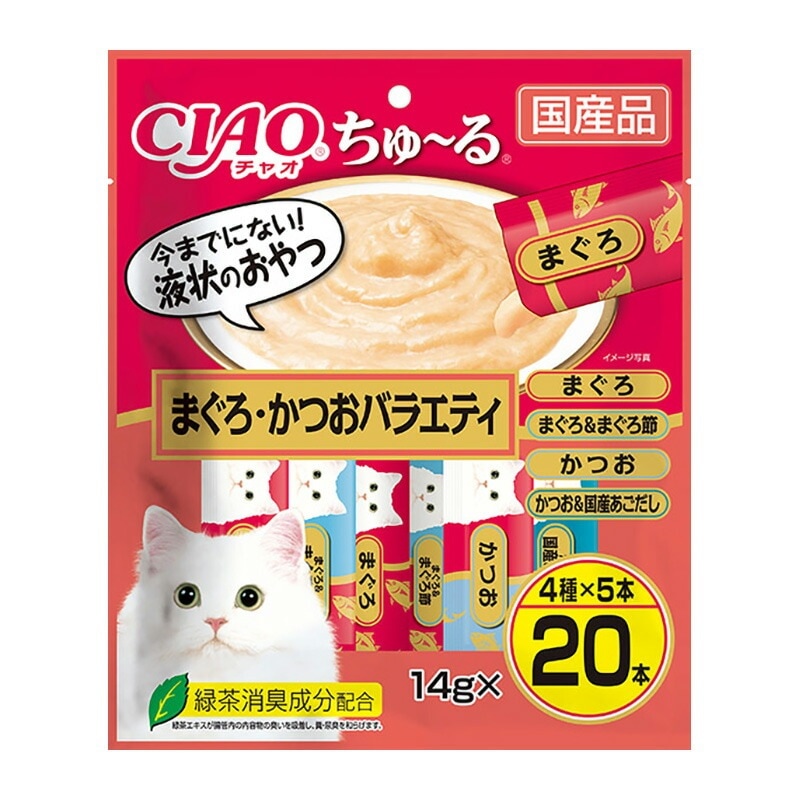 （まとめ買い）CIAOちゅる まぐろ/かつおバラエティ 14gx20本 猫用おやつ [x4]