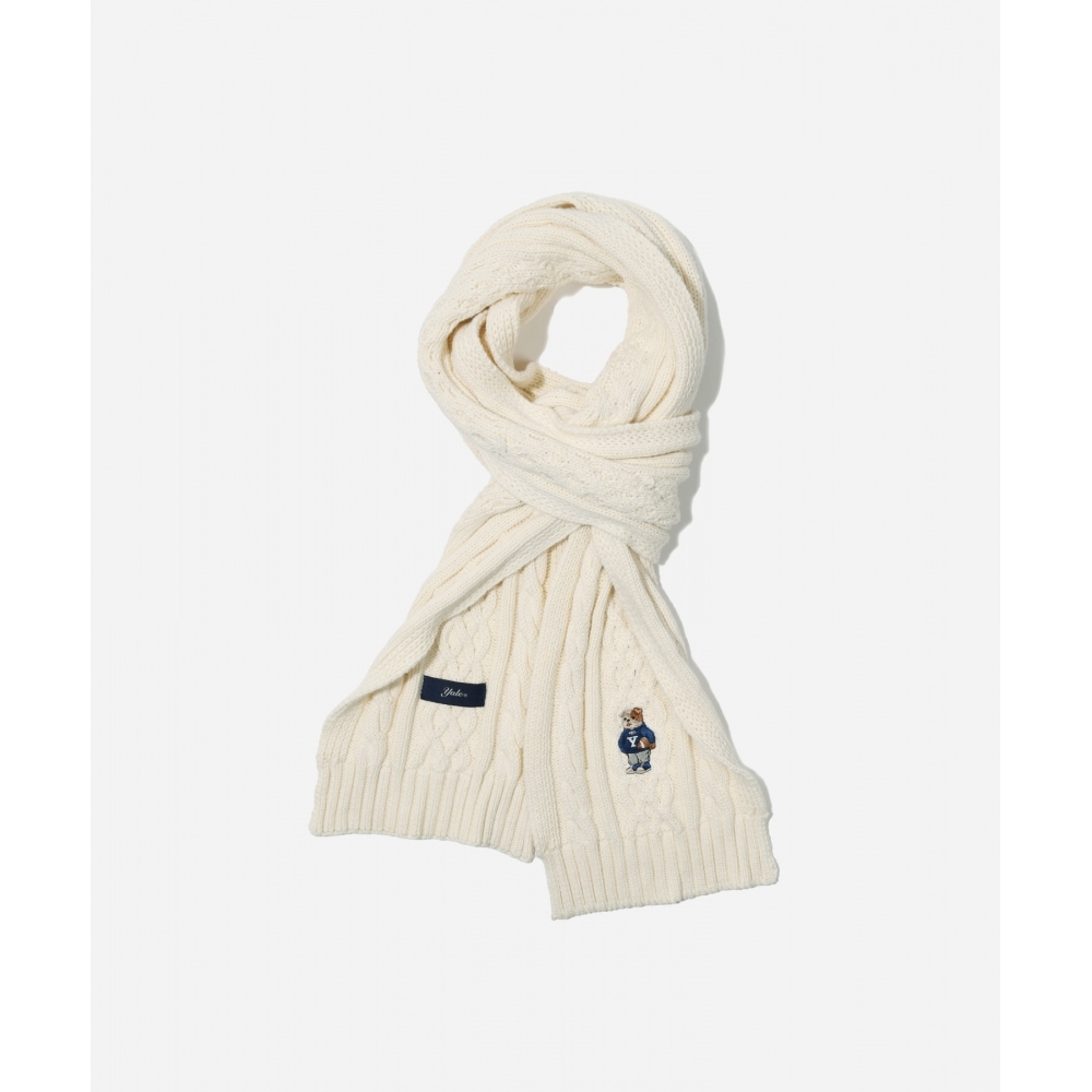 エール刺繍ダンケーブルマフラー アイボリー