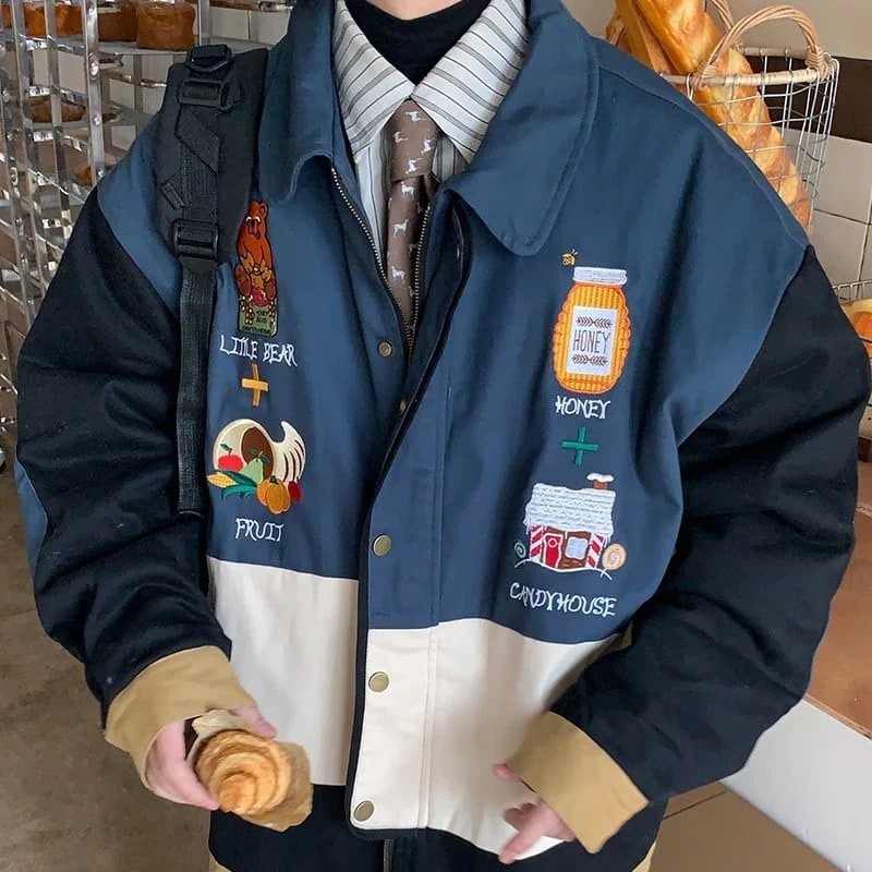 可愛い刺しゅう入り中綿コート