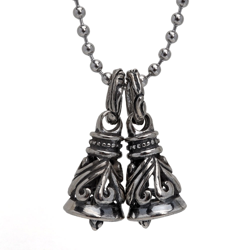 ステンレス ツインベルネックレス　 [n165-silver]
