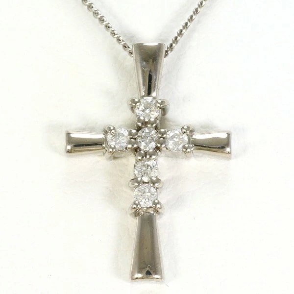 K10 10金 WG K14WG ネックレス ダイヤ 0.10 ジュエリー 中古