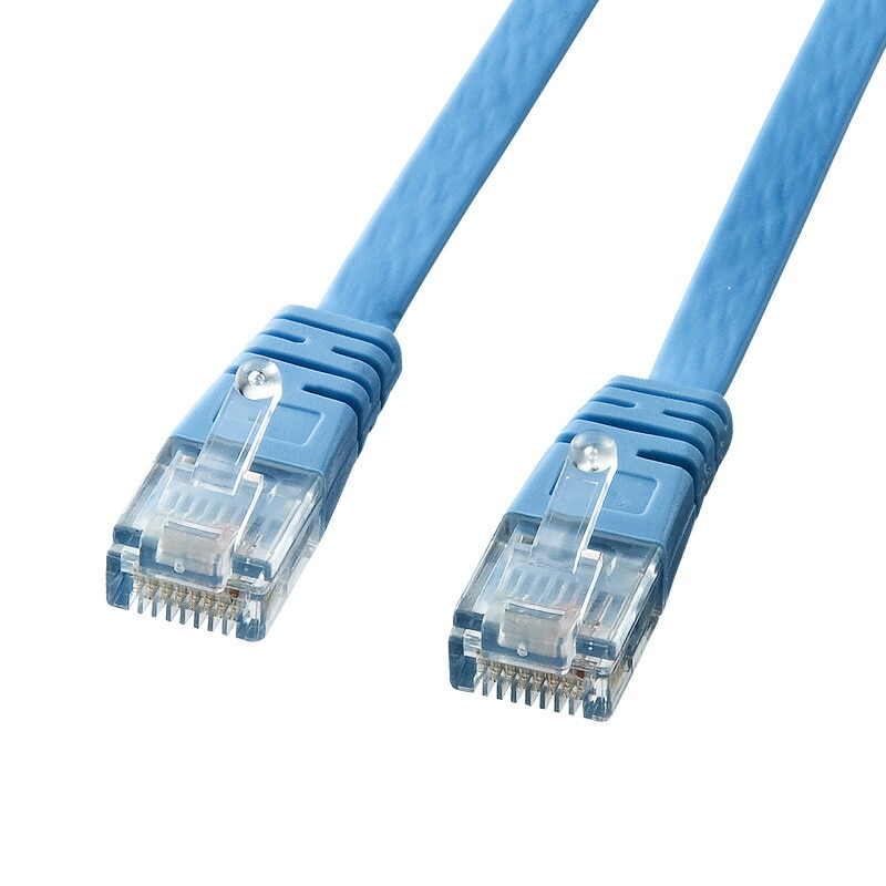 （まとめ買い）カテゴリ6フラットケーブル 10m ライトブルー KB-FL6-10LBN [x3]