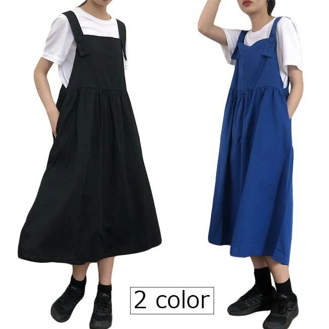 サロペットスカート レディース 春 おしゃれ サスペンダースカート 重ね着 レイヤード 無地 ロング丈 ミモレ丈 オールインワン 夏 秋 春 2020年春新作