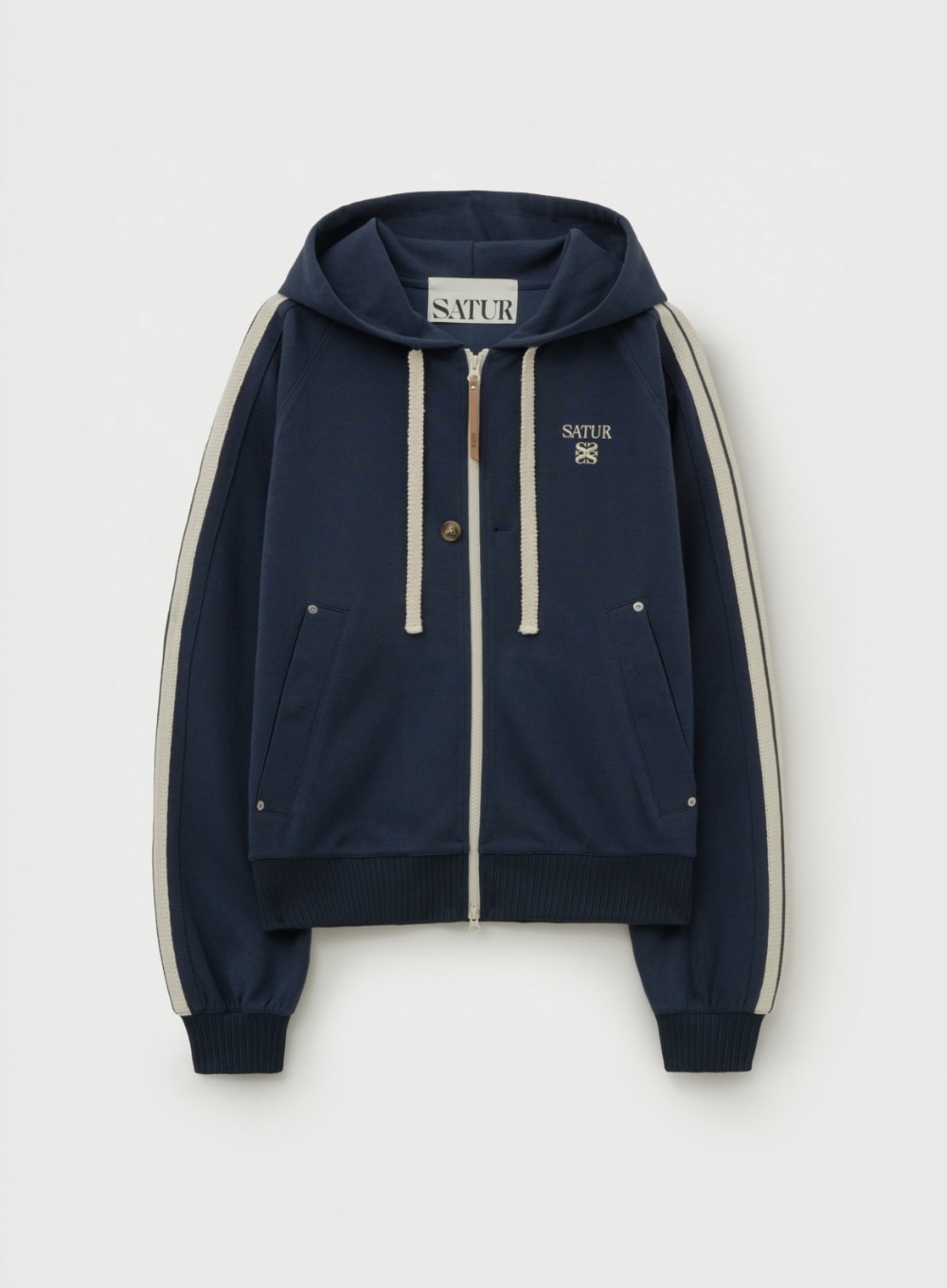 【SATUR】 25FW LAWTON LOOSE FIT HOOD ZIP-UP : NAVY