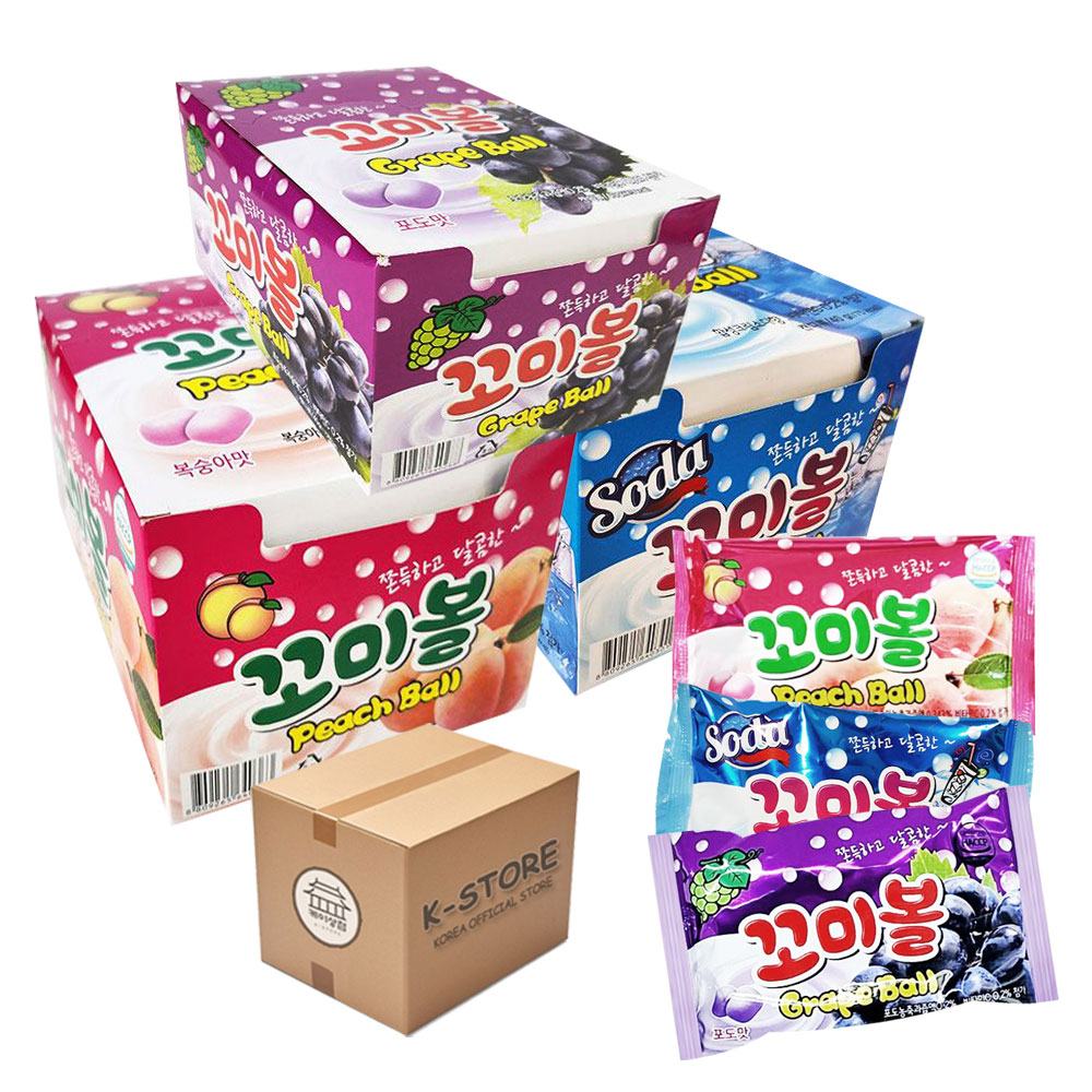 [卸販売] コミボール チューイングキャンディー ぶどう/ソーダ/ピーチ 40g 1BOX (20個 x 8) 韓国お菓子