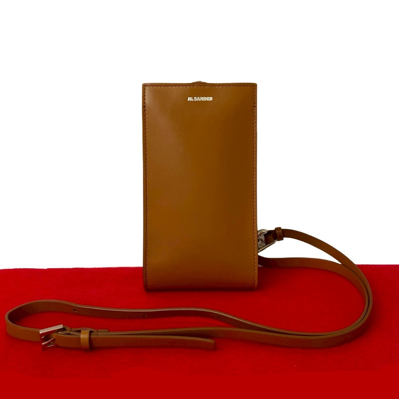 ロゴショルダーバッグ レザー ブラウン 1456f