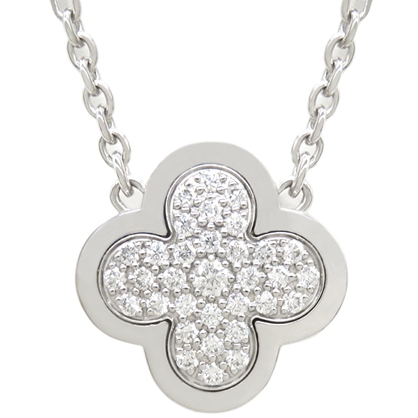 ヴァンクリーフアーペル Van Cleef & Arpels ネックレス ピュア アルハンブラ ダイヤ K18WG ダイヤモンド ホワイトゴールド Au750 【保存袋】【中古】ネックレス