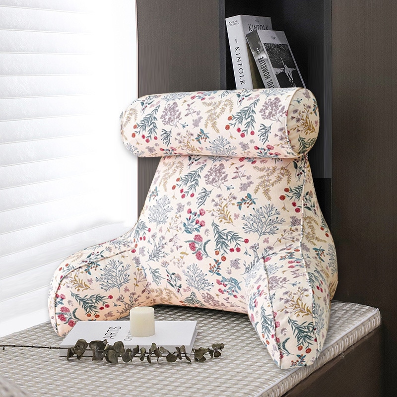 ベッドサイドクッションソフトバッグの背もたれソファの枕腰の枕腰の枕ベッドに腰を後ろに戻します r n1001- K-beigeプリント猫[ヘッドレストなし] r n1002- K-retro