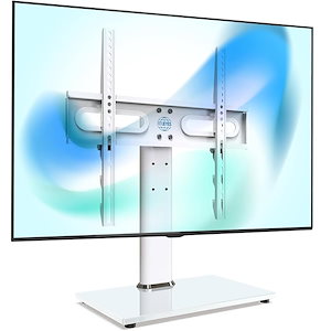 FITUEYES テレビスタンド 2755インチ対応 壁寄せテレビスタンド テレビ台 卓上用 高さ調節可能 首振りタイプ ホワイト TT104202GW