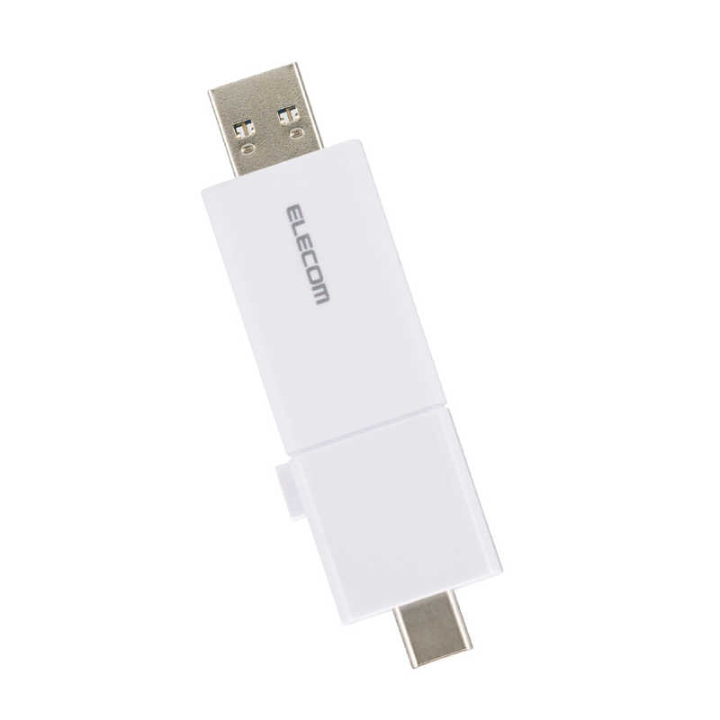 USBメモリ 256GB USB3.2 Gen1 USB Type-C / USB-A 両対応 スライド式 高速データ転送 セキュリティソフト使用可 ホワイト　MF-WSAU3256GWH