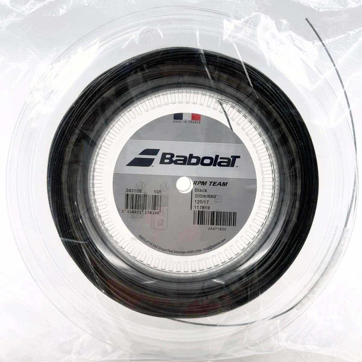【中古・未使用品】バボラ RPM TEAM チーム 125 硬式 テニス ストリング ガット ロール 200m ブラック 243108 BABOLAT 1.25mm