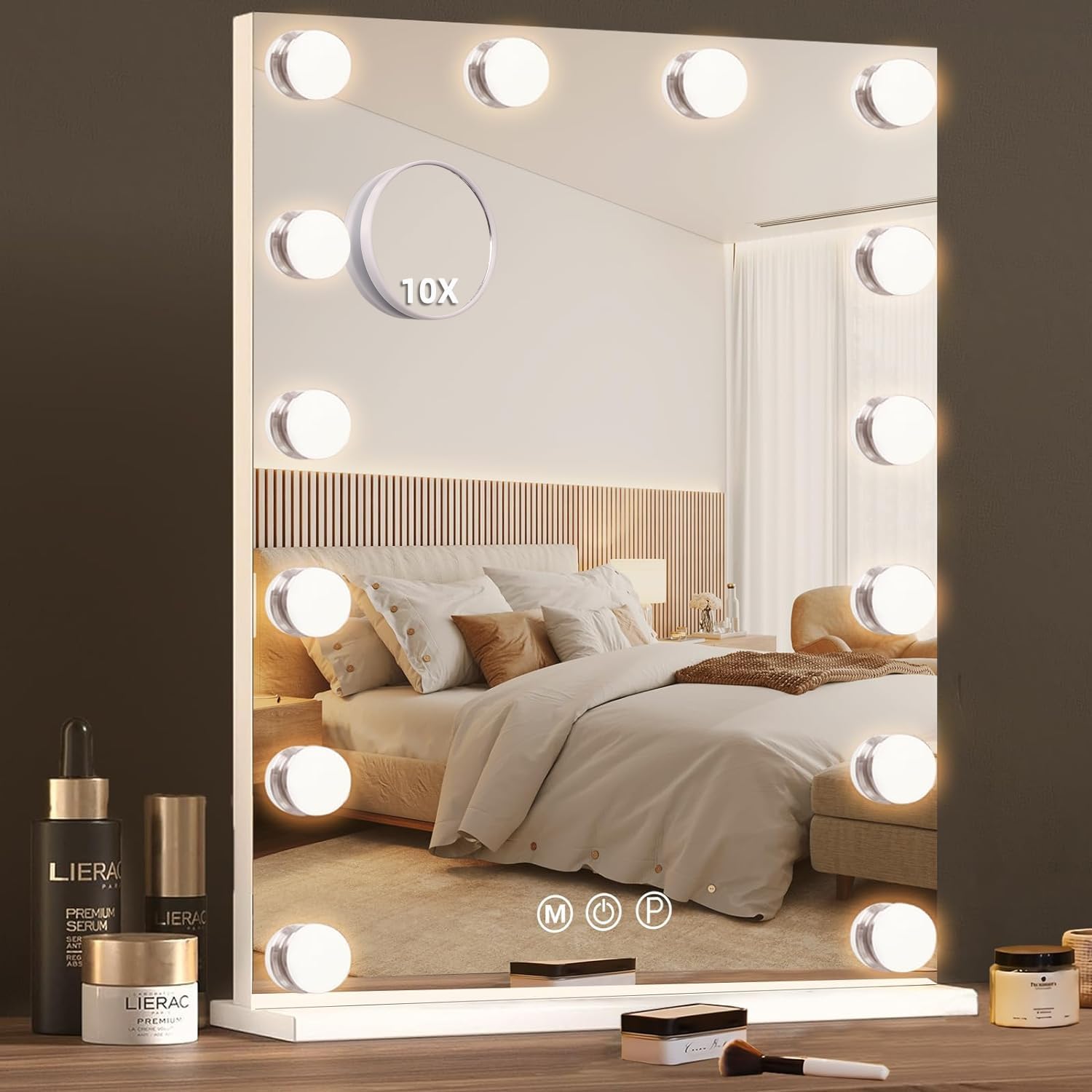 ANYHI 女優ミラー 卓上 人気 ハリウッド (56.2x72cm,シルバー)