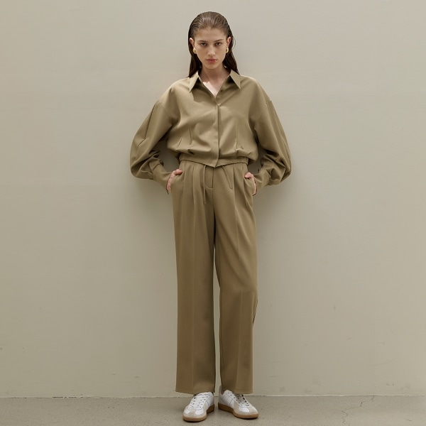 (PT-5441)Vera Setup High Waist Two-Tuck Wide Long Pants