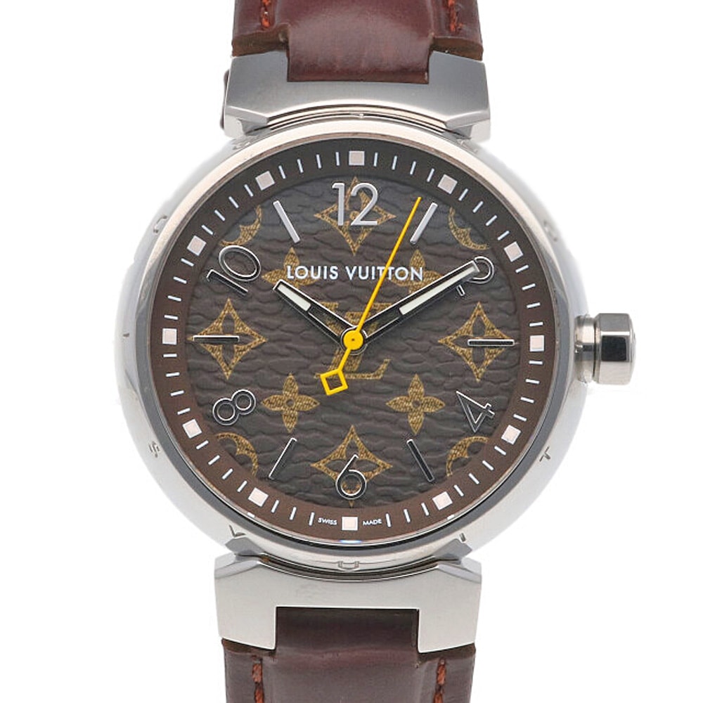 ルイヴィトン タンブール MM 腕時計 ステンレススチール QA071Z クオーツ 1年保証 LOUIS VUITTON 中古 美品