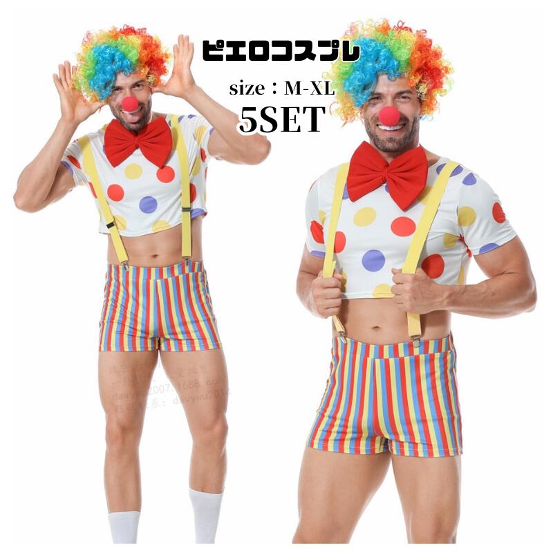 ピエロ コスプレ サーカス 調教師 衣装 コスチューム 大人用 ピエロ 男性レディース マジシャンメンズ コスプレ衣装 男女 ペア ハロウィン 仮装 大きいサイズ 大人 ハロウィン衣装 ハロウィンコ