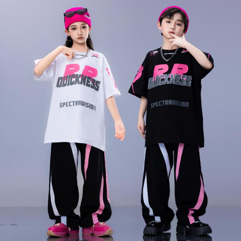 ステージ舞台演出服 hiphop 応援団 ヒップホップ 発表会 チーム衣装 半袖Tシャツ おしゃれ団体服 キッズダンス衣装 男女兼用 イベント サルエルパンツ jazz K-POP ストリート 練習着