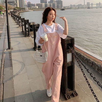 Qoo10] 【今月の新品】ピンクデニムオーバーオール