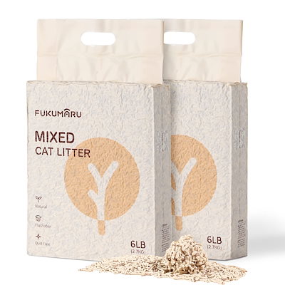 他サイト： FUKUMARU 猫砂 リンゴの木とおから 混ぜる 脱臭 抗菌 吸着力 真空パック しっかり固まり トイレに流れる 飛び散らない 天然素材 (2.7kg*2 4L*2袋)の商品画像