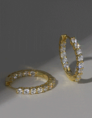 14k post ツイード ワンタッチリングピアス