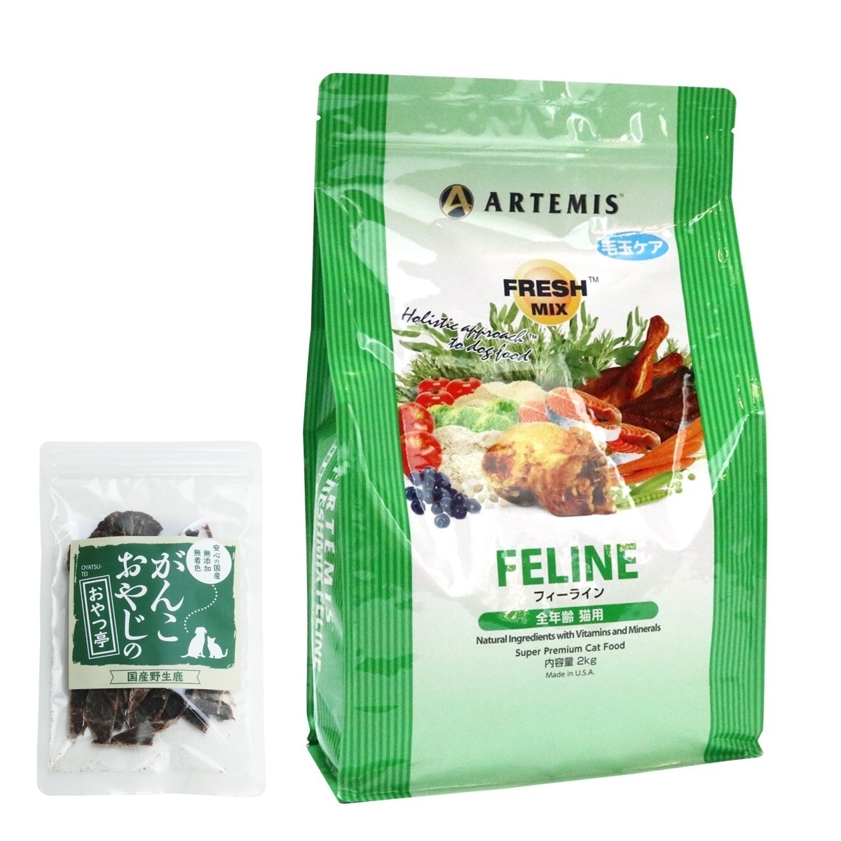 フレッシュミックス キャットフード フィーライン 2kg【国産鹿肉ジャーキー付き(お試しサイズ)】
