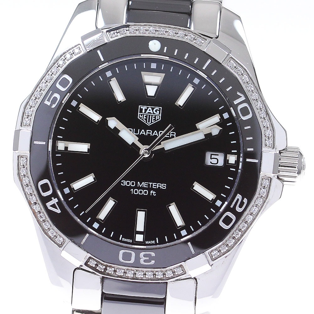 タグホイヤー TAG HEUER WAY131G アクアレーサー ダイヤベゼル クォーツ レディース 箱・保証書付き_835339【中古】