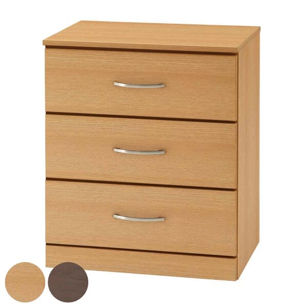 チェスト 3段 木目調 シンプルデザイン スライドレール付 幅60cm