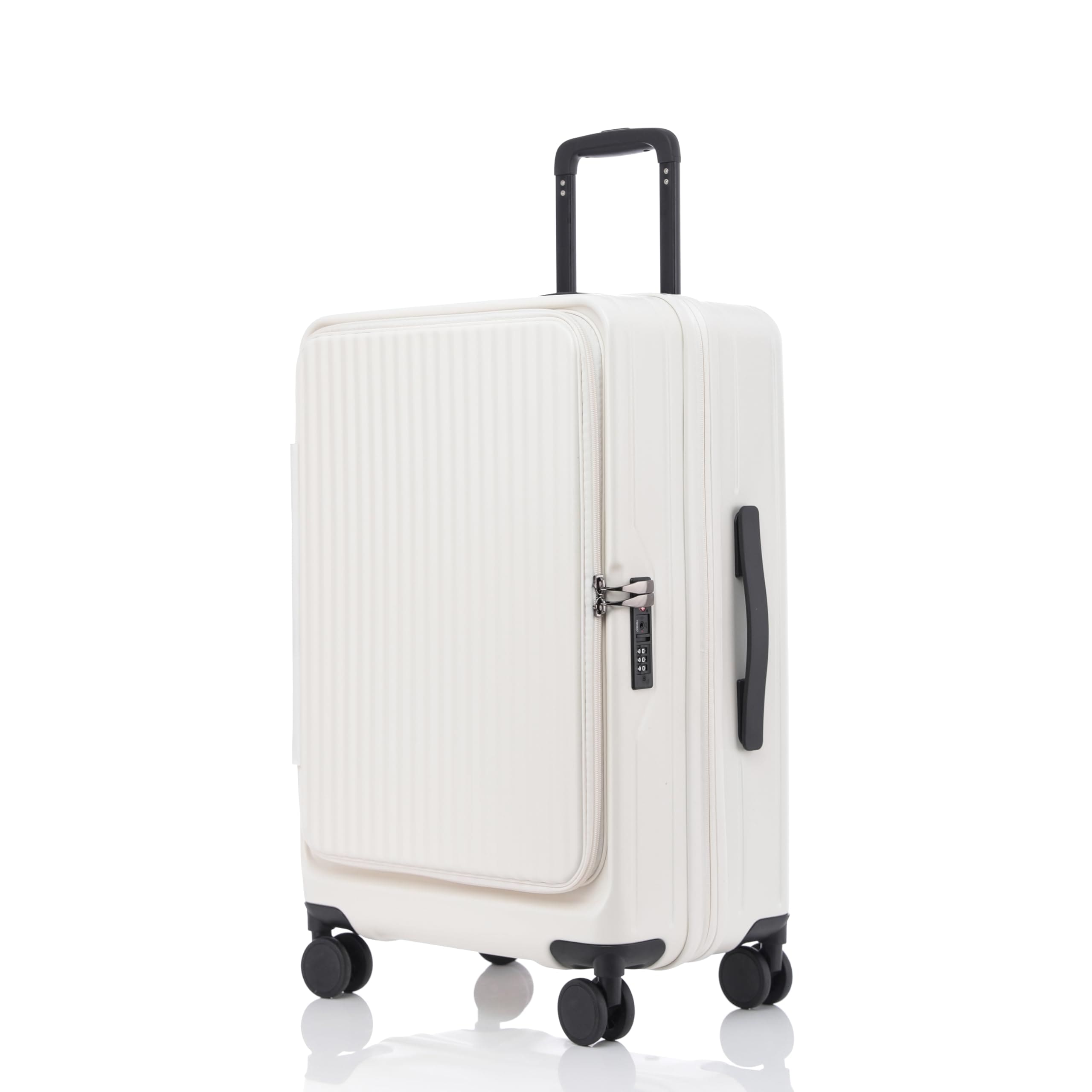 [Yuweijie] スーツケース キャリーケース 片開き 拡張機能付き フロントオープン 大容量 機内持ち込み 超軽量 ファスナータイプ カップホルダー付き TSAロック キャリーバッグ 横開き ハ