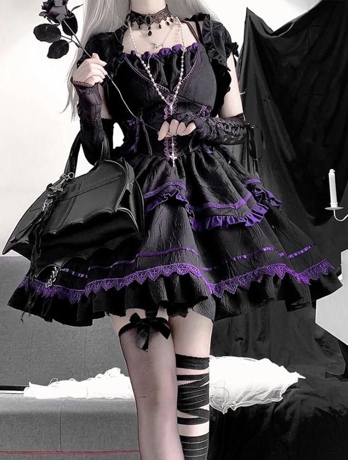 【2枚購入で100円OFF】コスプレ メイド服　コスチューム　衣装　文化祭 学園祭 　萌え 変装 レディース　ゴスロリ　 ハロウイン　可愛い　姫様　ワンピ　ゴスロリ　 ロリータ　吊りスカート　夏　ブラ
