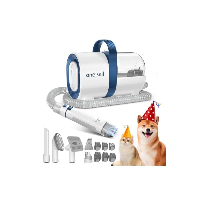 Oneisall ペット用バリカンセット 7in1 ペットグルーミングセット 換毛期対策 犬 猫美容器 多機能 ペットグルーミングセット 電動バリカン 抜け毛を自動吸引 多機能掃除機 LM2