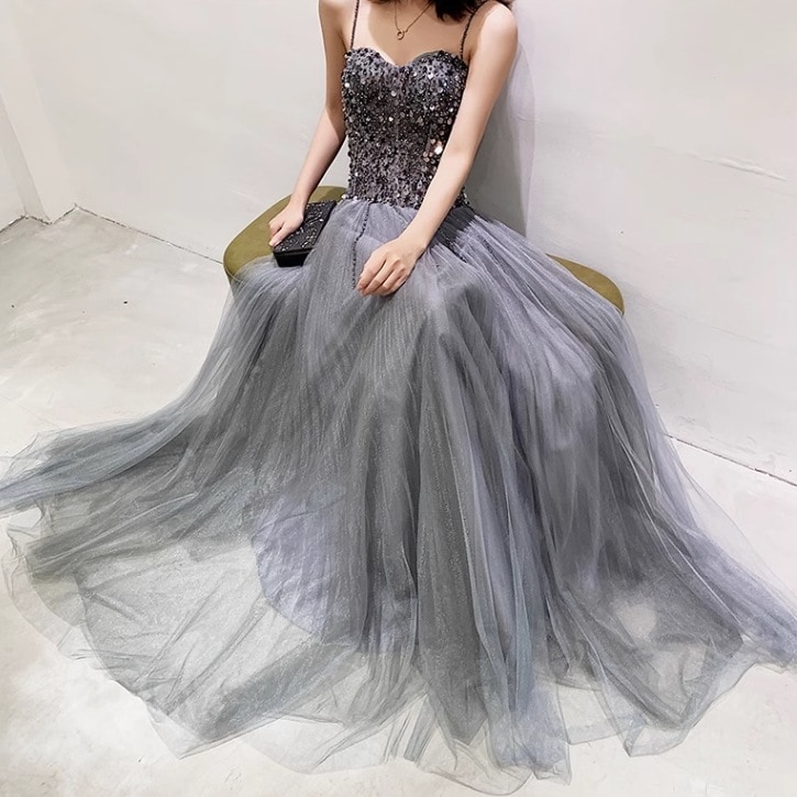 ドレス パーティー 披露宴 演奏会 発表会 ステージ 舞台 フォーマル ロング 袖なし 襟なし ビスチェ プリンセスライン セミフレア Aライン 切り替えデザイン ドッキング 透け感