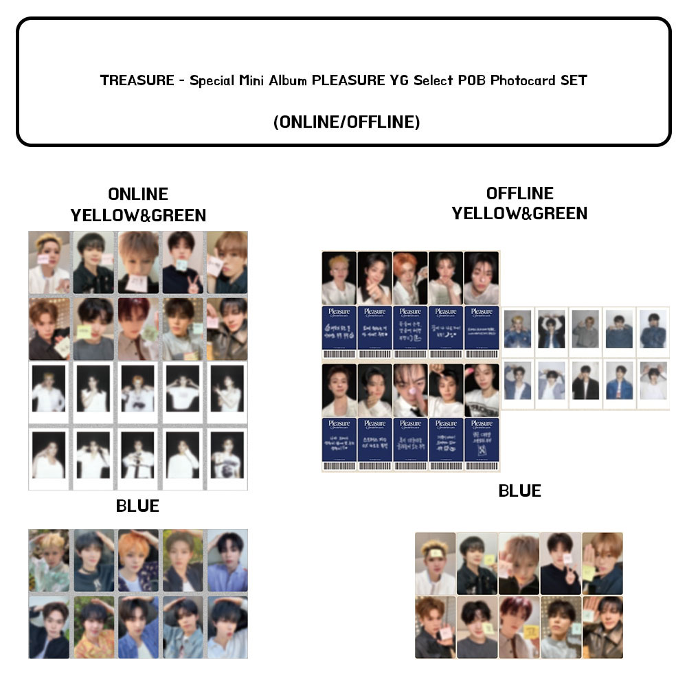 TREASURE - SPECIAL MINI ALBUM [PLEASURE] YG Select ONLINE & OFFILINE POB Photocard SET