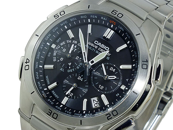 カシオ CASIO ウェーブセプター 電波 ソーラー 腕時計 WVQ-M410DE-1A2JF ブラック 国内正規