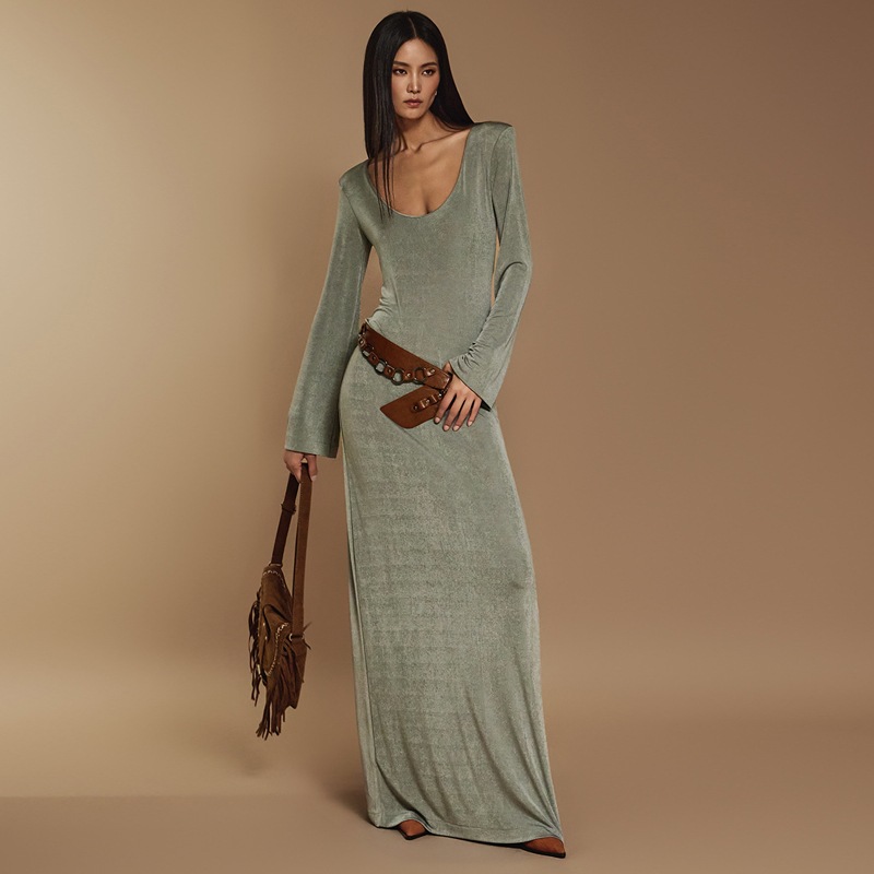 D5087 Uネック ワンピース