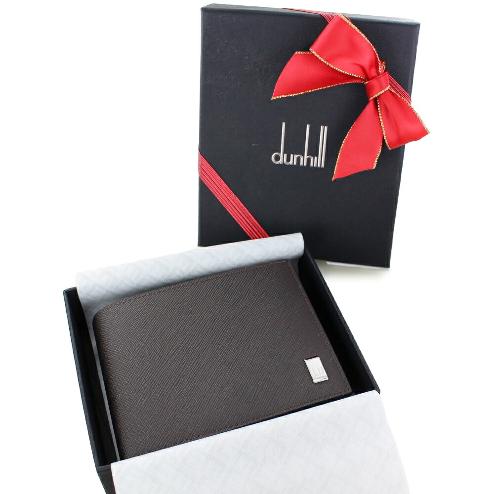 ラッピング済 ギフトセット ダンヒル メンズ 二つ折り財布 革 財布 ダークブラウン シンプル スリム 小銭入れ ブランド おしゃれ 男性 父 夫 誕生日 プレゼント 贈り物 実用的 プレゼント 手提