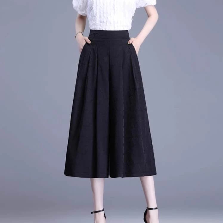 フレアパンツ ボトムス パンツ クロップドパンツ 7分丈 ワイド ガウチョ ポケット ハイウエスト