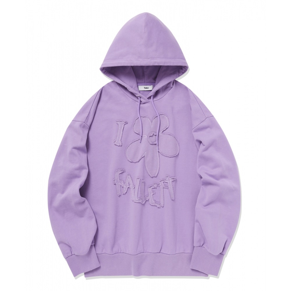 FALLETTフラワーアップリケフードバイオレット