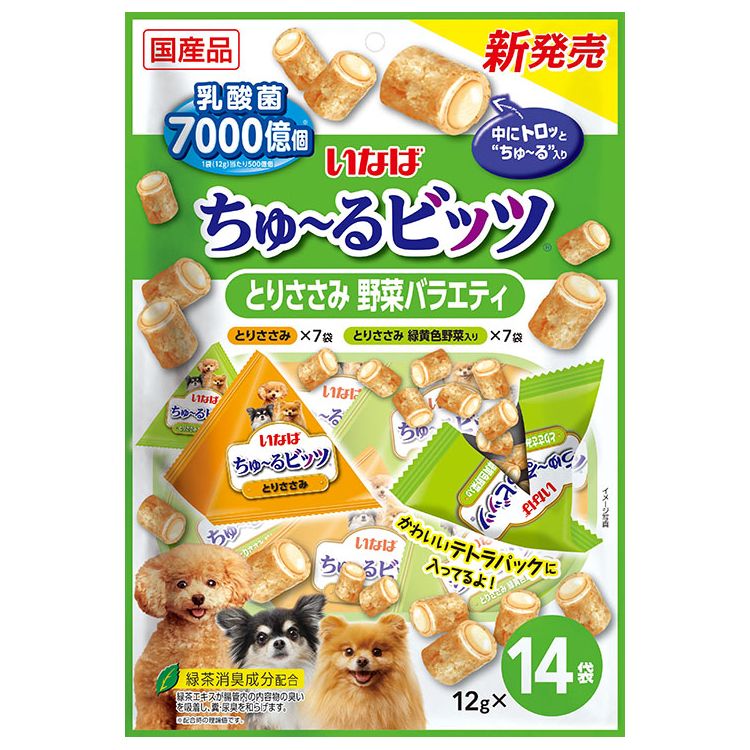 （まとめ買い）ちゅるビッツ とりささみ 野菜バラエティ 12gx14袋 犬用おやつ [x4]