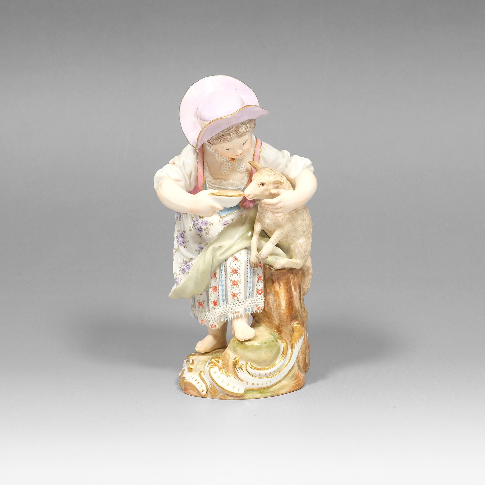 羊飼いの少女 置物 オブジェ _ 中古品