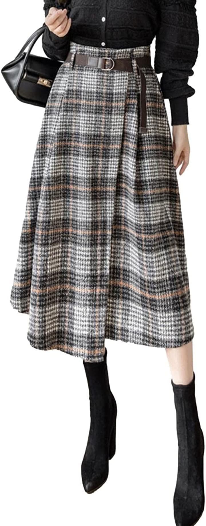 ジェイスコット アシンメトリー チェック スカート aライン レディース(グレー, L)