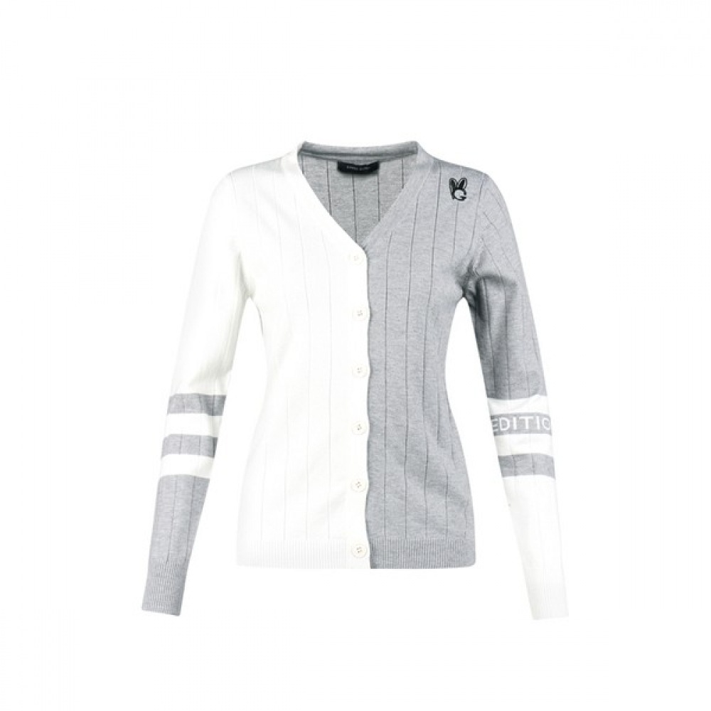 (ラックスゴルフ) ラックスゴルフグリーンクイーンレディース Vネック配色ニットカーディガン GQ3A704W