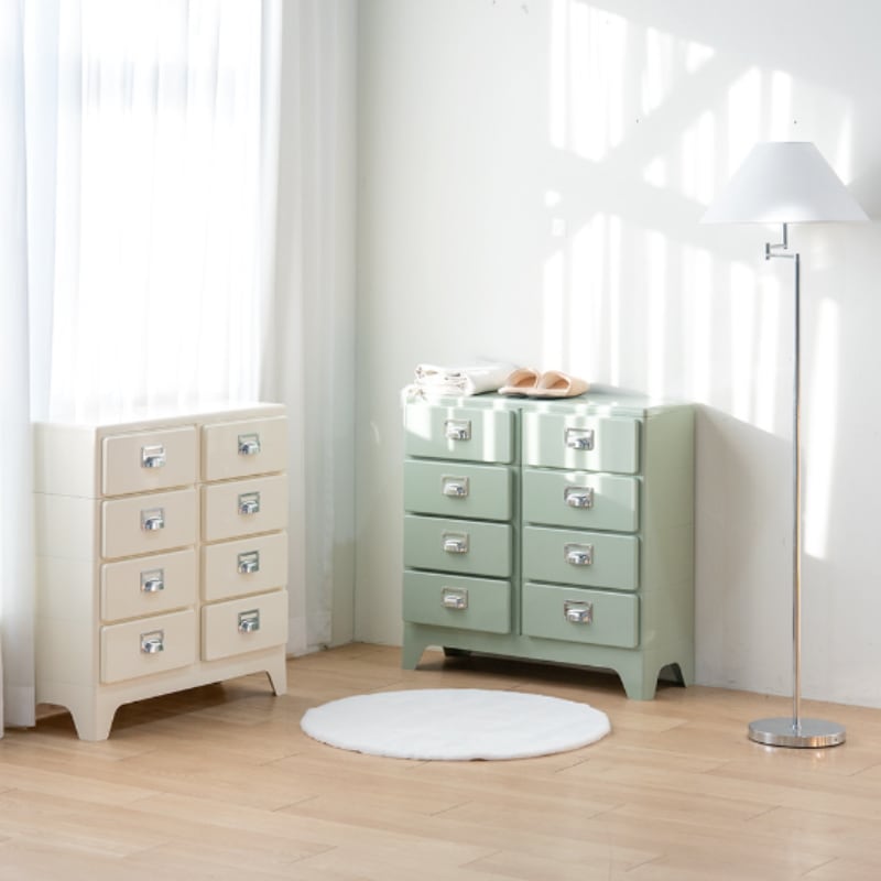 【韓国雑貨】 かわいい レトロポップ ヴィンテージ レトロな 引き出し 2x4段 ９color