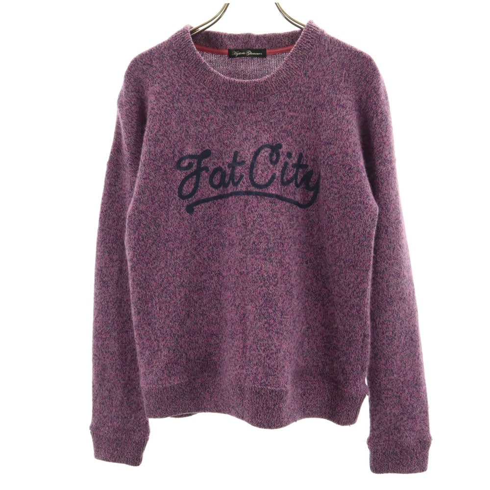 日本製 アンゴラブレンド 長袖 セーター F パープル系 ニット レディース