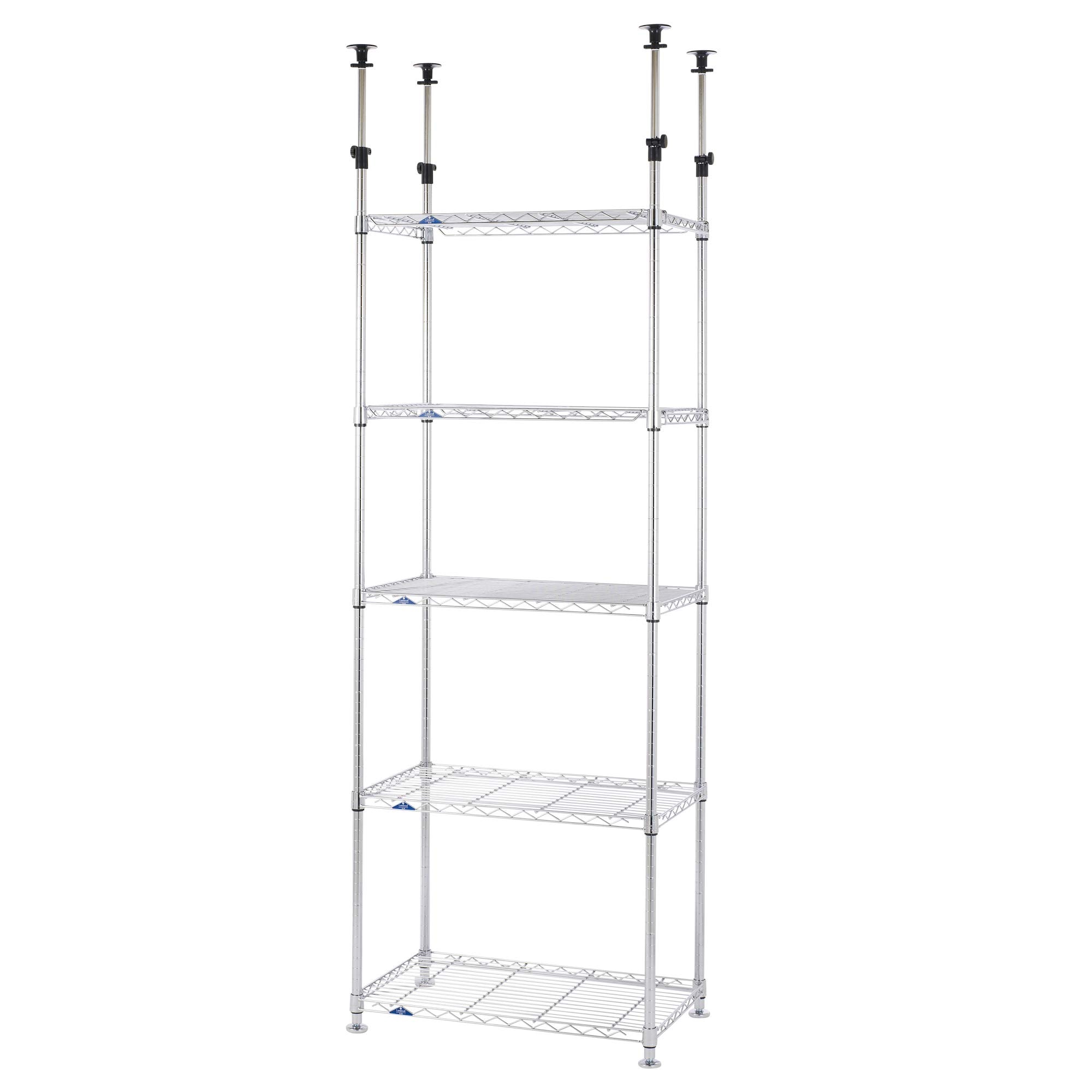 全国送料無料 ドウシシャ ルミナス スリム 突っ張りラック スチールラック 収納棚 幅80 5段 防サビ加工 高さ調整 転倒防止 頑丈 耐荷重135kg (棚板1枚あたり) 豊富なカスタムパーツ ポー