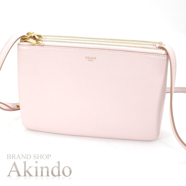 ショルダーバッグ トリオ スモール ラムスキン レザー 本革 レディース ライト ピンク 192033 ミニ 3ファスナー 便利 ブランド 定番 人気