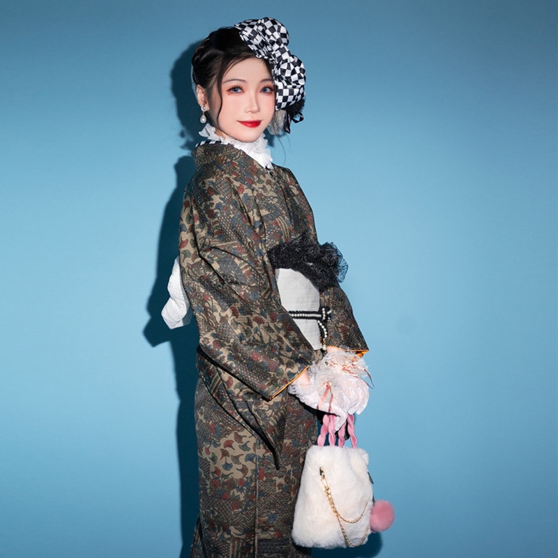 秋冬新作女性用小紋着物の伝統的なフォーマル着物スーツオリジナルバージョン改良着物