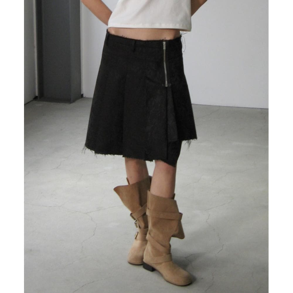 ROCKCAKE Jacquard Pleated Skirt Black RC25SK03100BK