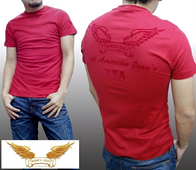 ロビンズジーン メンズ Tシャツ ROBIN S JEAN ウィング ロゴ レッド 半袖 シャツ safari サファリ LEON レオン オーシャンズ 掲載 ジーンズ ブランド ロビンズジーンズ セ