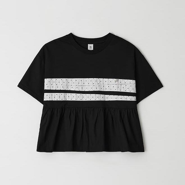 Tシャツ・カットソー RONRON PATCHWORK RUFFLE SHORT SLEEVE T SHIRT WHITE PATCHWORK RUFFLE SHORT SLEEVE T SHIRT WHITE - RONRON 론론