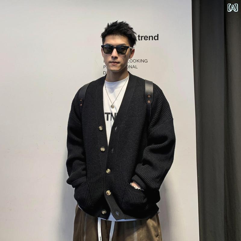 メンズ 秋冬 長袖 厚手 ニット カーディガン セーター レイヤード カジュアル おしゃれ 普段使い 着やい 動きやい 快適 レジャー アウトドア ワーク